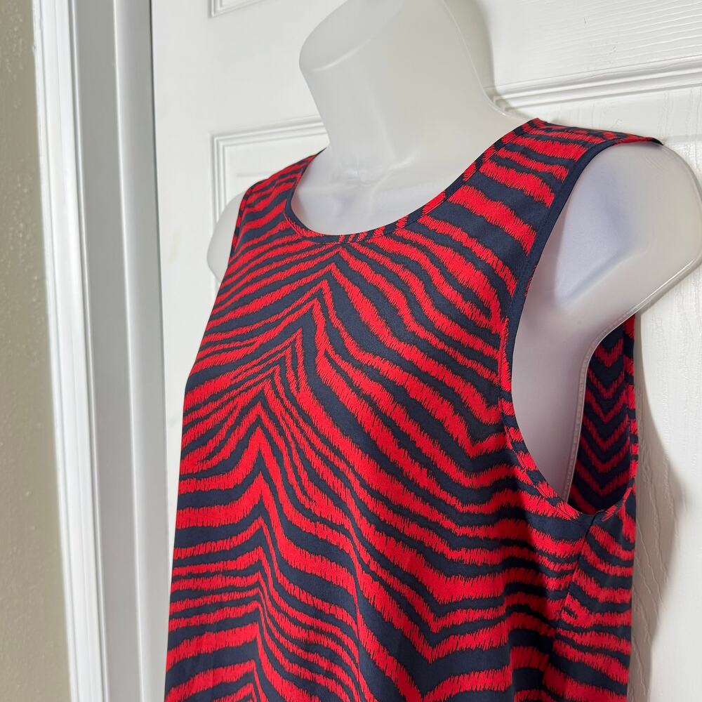 Michael Kors Zebra Print Tank Top High Low Hem Back Zip Sleeveless Career - Picture 4 of 11